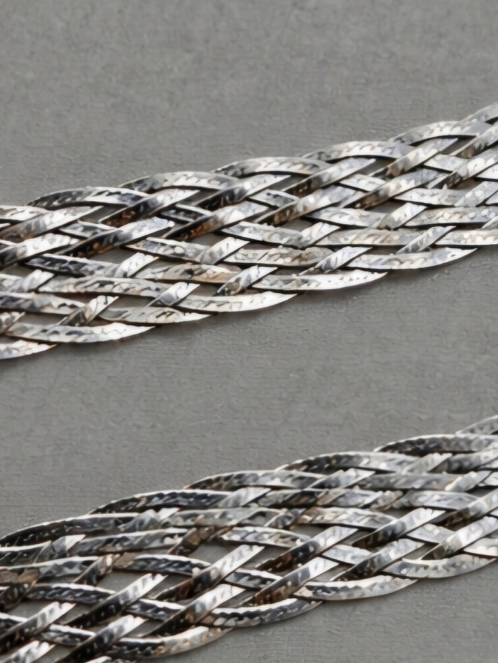 Vintage Italy 925 Sterling Silver Wide Braided Mesh Necklace Bracelet Set - Picture 3 of 5